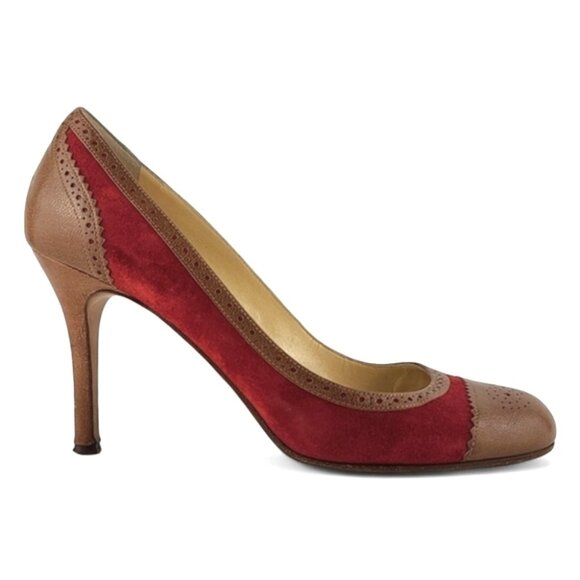 kate spade Shoes - Kate Spade New York Pump Kelley Caramel Leather Red Suede Round Toe Size 10B